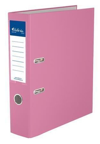 Pákový pořadač "Basic", růžová, 75 mm, A4, PP/karton, VICTORIA
