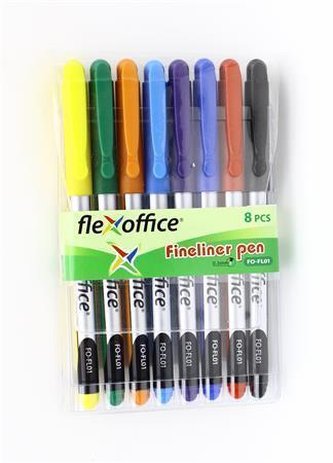 Liner "FL01", sada, 8 barev, 0,3 mm, FLEXOFFICE