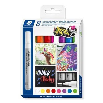 Křídový popisovač "Lumocolor 344", sada, 8 barev, 2,4 mm, kuželový hrot, STAEDTLER 344 C8