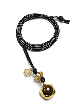 Proud MaMa Přívěšek mexická bola Basic Gold kulička se srdíčky černý 404