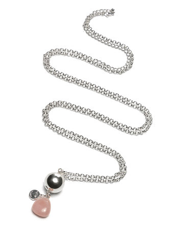 Proud MaMa Přívěšek mexická bola Gemstone s růženínem v barvě stříbrné 327