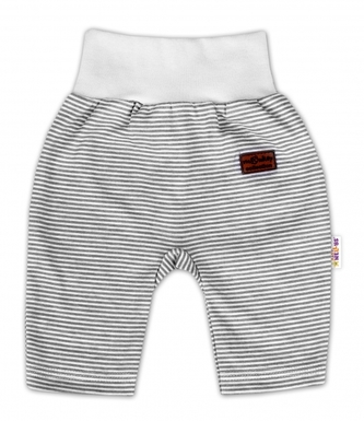 Baby Nellys Bavlněné tepláčky Monkey - proužky/sv. šedý melírek; 56 (1-2m)