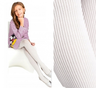 Dětské silonky, punčocháče, proužkované - bílé, vel. 140/146; 140-146 (9-11r)