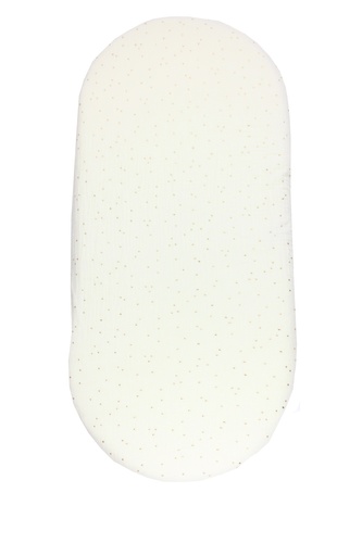 enie baby Mušelínové prostěradlo do kočárku béžové se zlatými puntíky