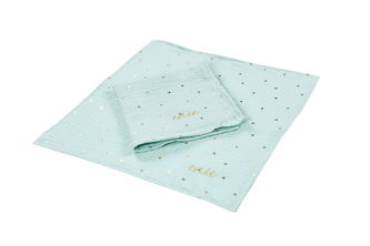 enie baby Mušelínové plenky 30x30cm mentolové se zlatými lístky - 2ks