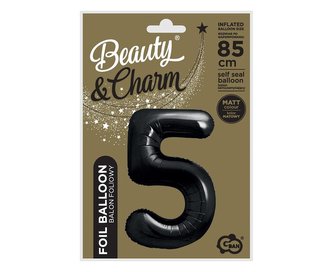 Balon foliowy B&C cyfra 5 matowa czarna 85cm