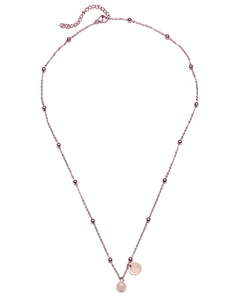 Proud MaMa Řetízek s přívěškem Steel s růženínem v barvě růžového zlata 494