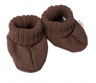 Baby Nellys Pletené botičky/capáčky STAR Hand Made, hnědé; 56/62 (0-3m)