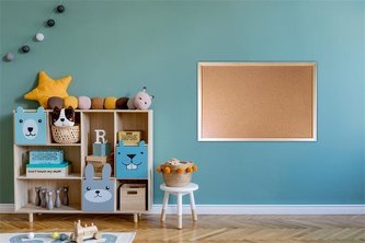 Korková tabule, oboustranná, 60x90cm, dřevěný rám, VICTORIA