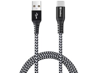 Sandberg Survivor nabíjecí kabel USB-A do USB-C, 1m, černo-bílá
