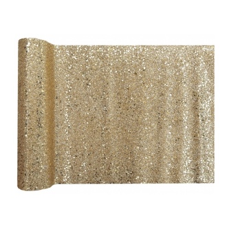 Šerpa 28 cm x 3 m zlatá s glitry