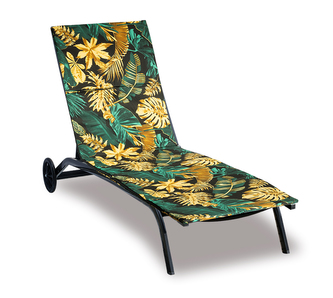 Polstr na plážové lehátko - potah na zip - Monstera zelená - 55x195 cm