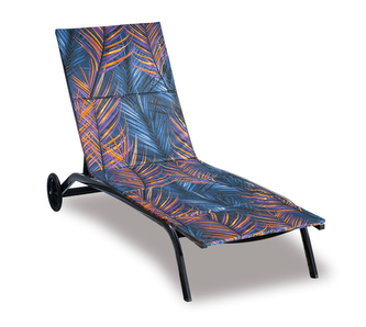 Polstr na plážové lehátko - potah na zip - Pírko tmavá modrá - 55x195 cm