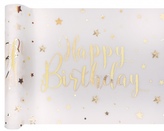 Stolová šerpa Happy Birthday - zlatý potisk hvězdy 30 cm x 5 m