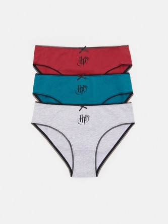 Dámské kalhotky, 3 ks, červené/modré/šedé, Harry Potter Velikost: XS
