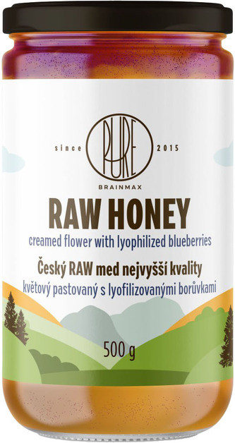 BrainMax Pure RAW med květový s borůvkami, 500 g