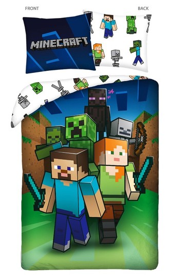HALANTEX Povlečení Minecraft Attack  Bavlna, 140/200, 70/90 cm HALANTEX Povlečení Minecraft Attack  Bavlna, 140/200, 70/90 cm