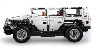 Klocki CADA.Zdalnie sterowany biały pojazd samochód terenowy auto Warrior H2 32 cm RC Dual Mode.