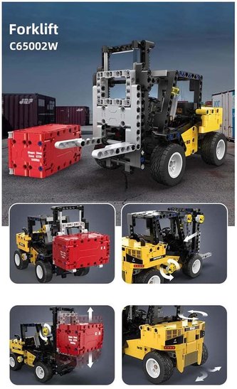 Klocki CADA. Forklift Wózek widłowy z kontenerem 25 cm 388 elementów