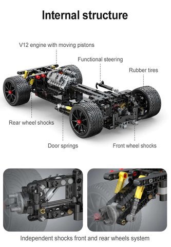 Klocki CADA Duży samochód sportowy 47 cm auto APE Supercar 1823 elementy