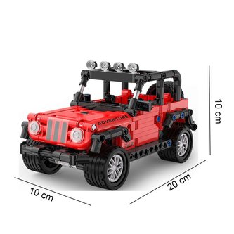 Klocki CADA. Pojazd terenowy czerwony samochód duże auto Adventure Off-Roader napęd Pull-back 317 elementów.