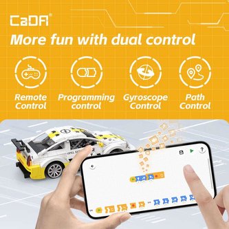 Klocki CADA.Zdalnie sterowany samochód sportowy biały Opel Astra V8 Coupe Auto wyścigowe RC