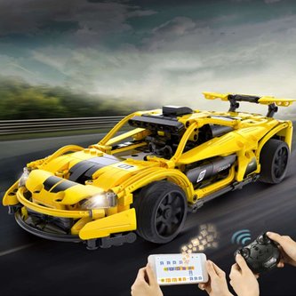 Klocki CADA.Samochód zdalnie sterowany Assassin 30 cm Pojazd żółte auto RC Dual Mode Control