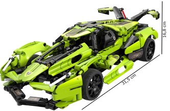 Klocki CADA.Zdalnie sterowane Duże Auto sportowe Zielony samochód Blade RC Dual Mode Światło LED 432