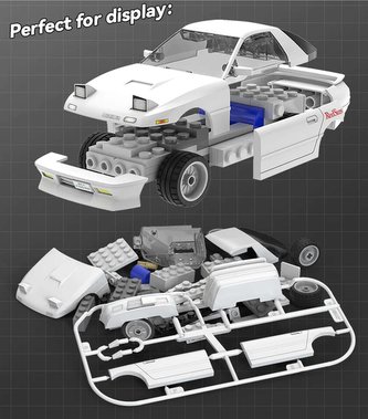 Klocki CADA. Mazda RX-7 FC3S Initial D samochód z klocków 66 elementów 1:35