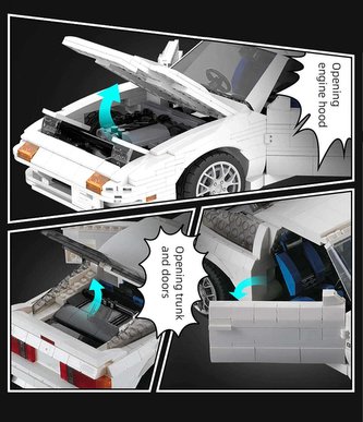 Klocki CADA.Samochód Auto biała Mazda RX-7 manga Initial D 35 cm Pojazd 1552 elementów