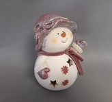 Sněhulák s růžovou čepičkou LED