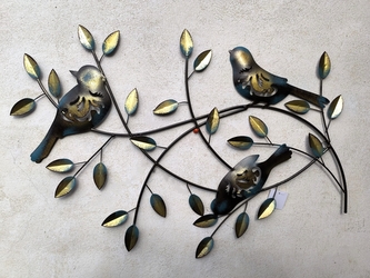 Dekorace ptáčci na větvi plech