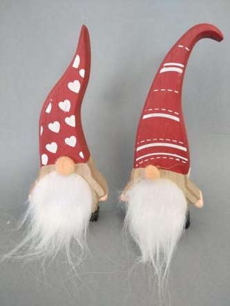 Skřítek dřevo červená čepice větší