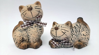 Kočka s mašlí keramika