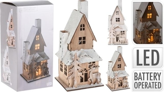 Kostelíček dřevěný s LED světlem