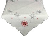 Forbyt, Ubrus vánoční, Vločky šedočervené, šedý 85 x 85 cm