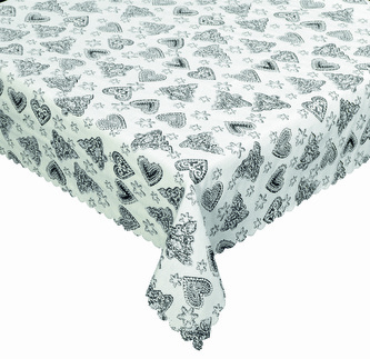 Ubrus gobelinový vánoční, Stromeček a srdíčka, šedý 120 x 160 cm