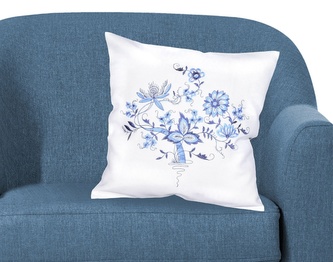 Návlek na polštář, Vyšívaný cibulák, bílý 40 x 40 cm