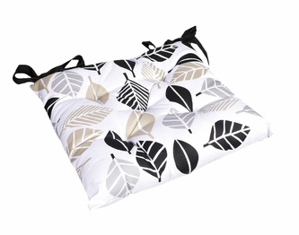 Sedák na židli, Béžové a černé listy 1019, 40 x 40 cm Sedák na židli, Béžové a černé listy 1019, 40 x 40 cm