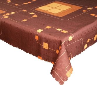 Forbyt  Ubrus s nešpinivou úpravou, Geometrie, hnědý pr.155 cm