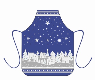 Zástěra dětská, Zimní vesnička, modrá