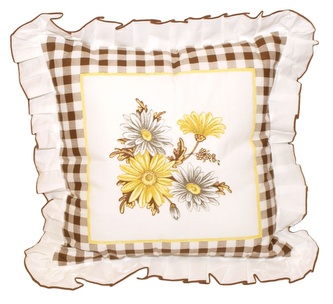 Forbyt Polštář s volánem Gerbera hnědý, 40 x 40 cm