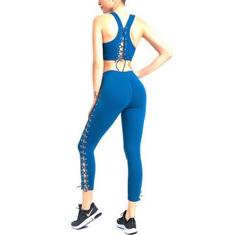 Sportovní set 3/4 se šněrovacím designem, modrá S