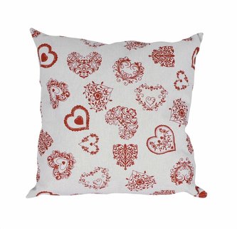 Návlek nebo Polštář, Červená srdíčka, šedý polštář (návlek + vnitřek)