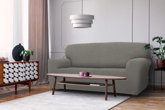 Potah na sedačku multielastický, Denia, světle šedý čtyřkřeslo - š. 220 - 260 cm