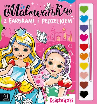 Księżniczki. Malowanka z farbkami i pędzelkiem Księżniczki. Malowanka z farbkami i pędzelkiem