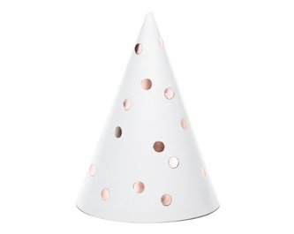 Papírové čepičky s puntíky - rose gold 6 ks