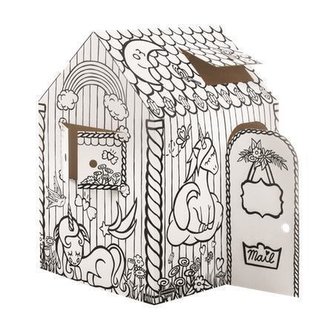 Kartonový domeček "BANKERS BOX® Playhouse", vybarvitelný, jednorožec, různé vzory, FELLOWES 1232401 Kartonový domeček "BANKERS BOX® Playhouse", vybarvitelný, jednorožec, různé vzory, FELLOWES 1232401