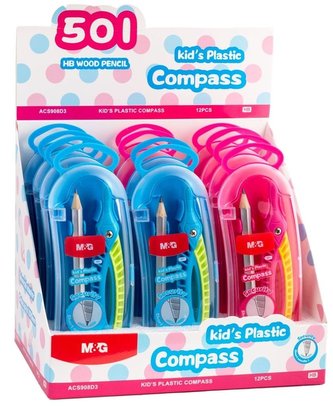 Cyrkiel szkolny z ołówkiem plastikowy 29cm mix M&G;