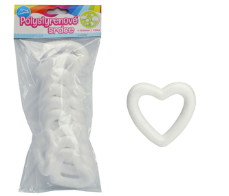 Polystyren - Srdce obrys 60mm, 10ks LUMA